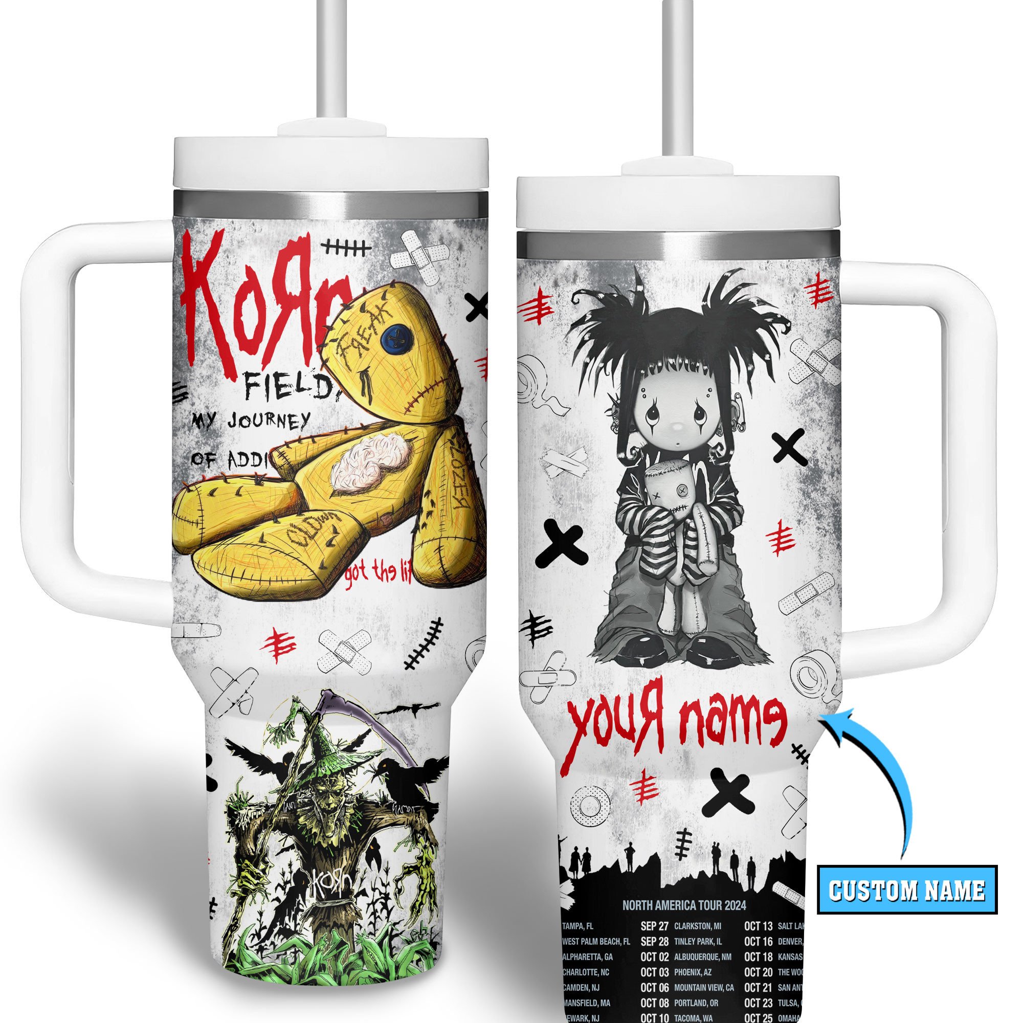 Korn Music Custom Stanley Cup 40 oz 30 oz Tumbler With Handle