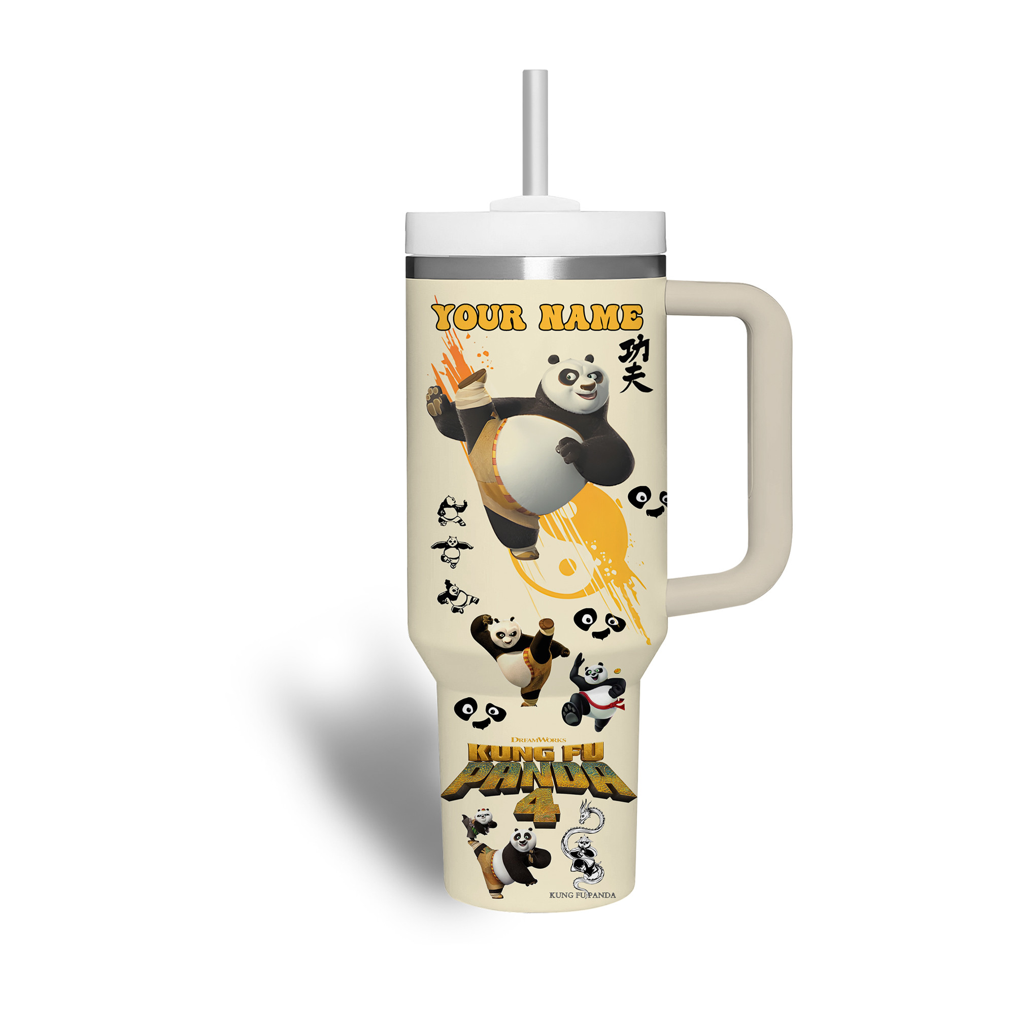 Kung Fu Panda Cartoon Custom Stanley Cup 40 oz 30 oz Tumbler With Handle