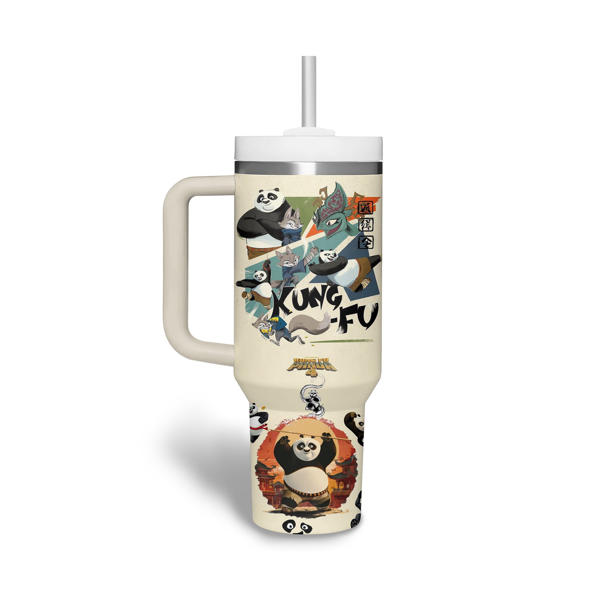 Kung Fu Panda Cartoon Custom Stanley Cup 40 oz 30 oz Tumbler With Handle