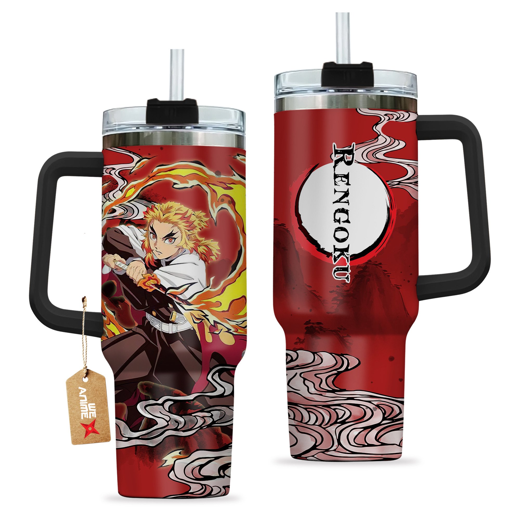 Kyojuro Rengoku Kimestu no Yaiba Anime Custom Stanley Cup 40 oz 30 oz Tumbler With Handle