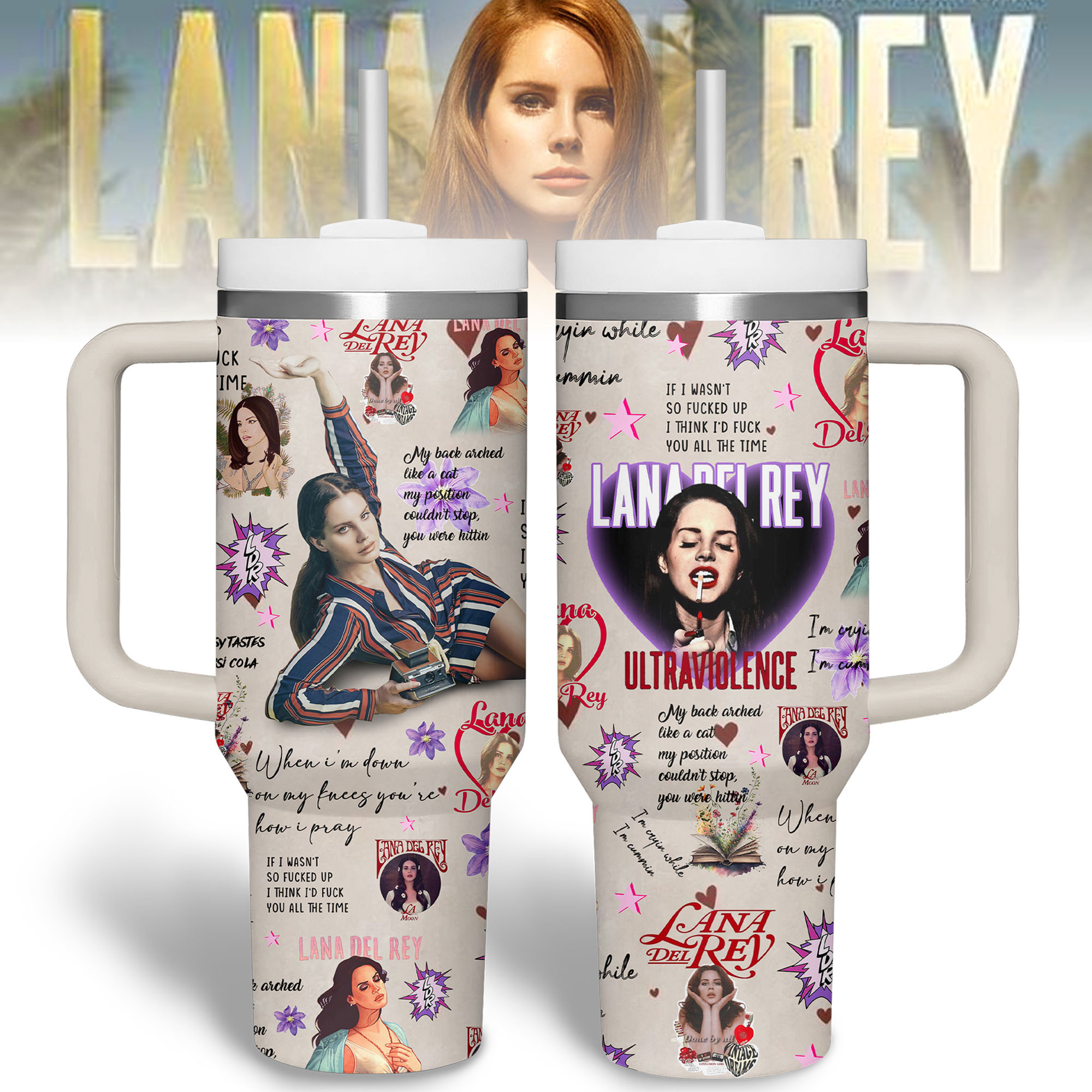 Lana Del Rey Music Custom Stanley Cup 40 oz 30 oz Tumbler With Handle