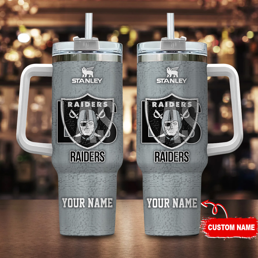 Las Vegas Raiders NFL 3D Logo Custom Stanley Cup 40 oz 30 oz Tumbler With Handle
