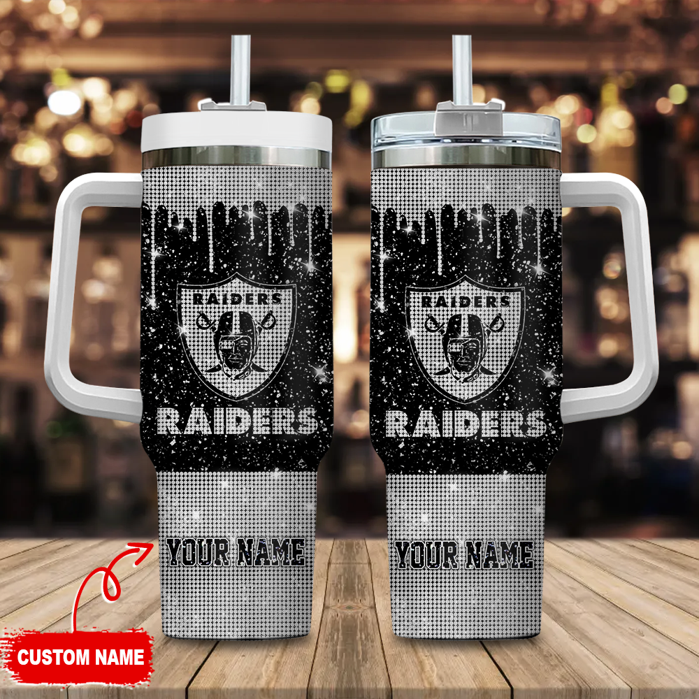 Las Vegas Raiders NFL Glitter Custom Stanley Cup 40 oz 30 oz Tumbler With Handle