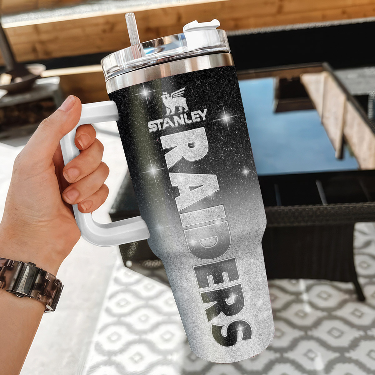 Las Vegas Raiders NFL Glitter Custom Stanley Cup 40 oz 30 oz Tumbler With Handle