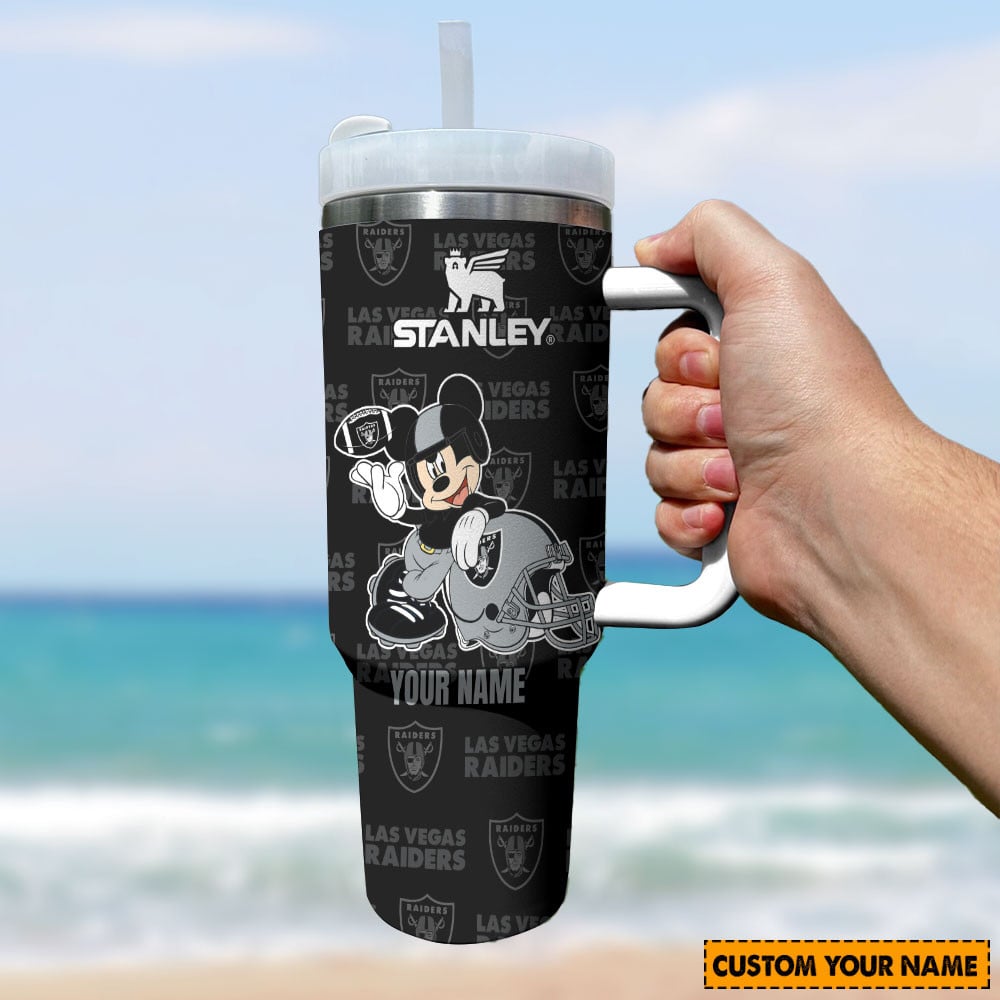Las Vegas Raiders NFL Mickey Mouse Custom Stanley Cup 40 oz 30 oz Tumbler With Handle