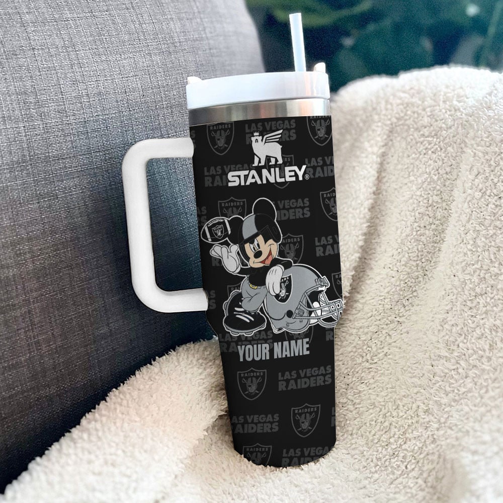 Las Vegas Raiders NFL Mickey Mouse Custom Stanley Cup 40 oz 30 oz Tumbler With Handle