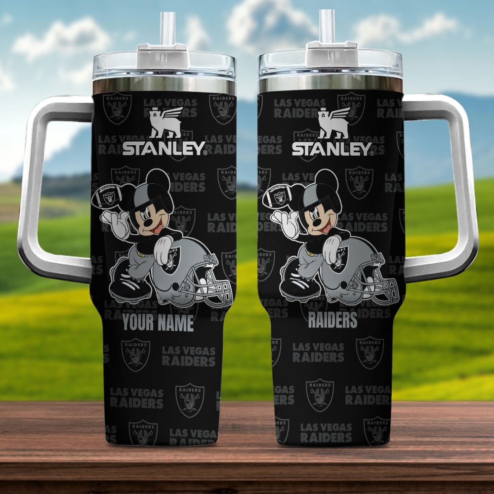 Las Vegas Raiders NFL Mickey Mouse Custom Stanley Cup 40 oz 30 oz Tumbler With Handle
