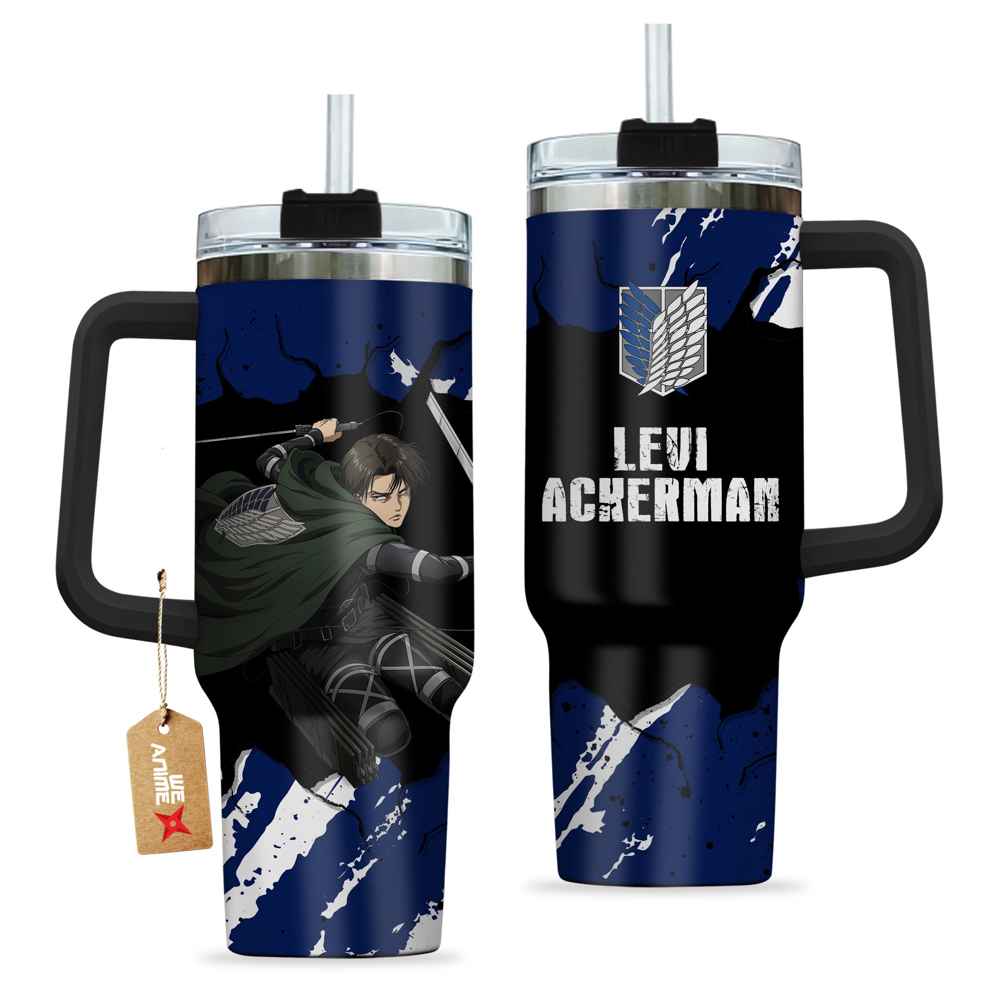 Levi Ackerman Attack on Titan Anime Custom Stanley Cup 40 oz 30 oz Tumbler With Handle
