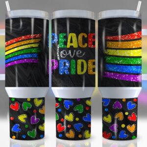 LGBTQ+ Peace Love Pride Custom Stanley Cup 40 oz 30 oz Tumbler With Handle