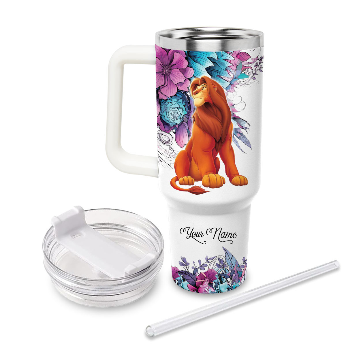 Lion King Cartoon Custom Stanley Cup 40 oz 30 oz Tumbler With Handle