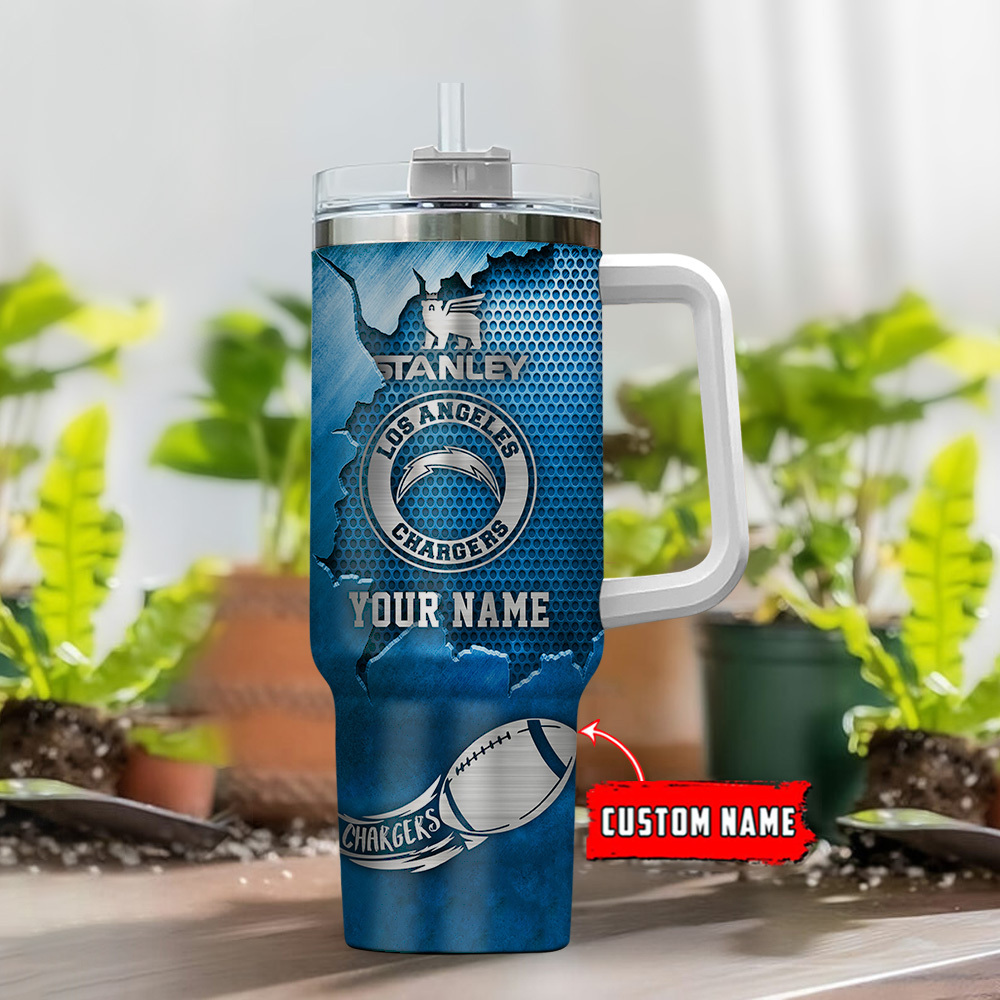 Los Angeles Chargers NFL Metal Style Custom Stanley Cup 40 oz 30 oz Tumbler With Handle