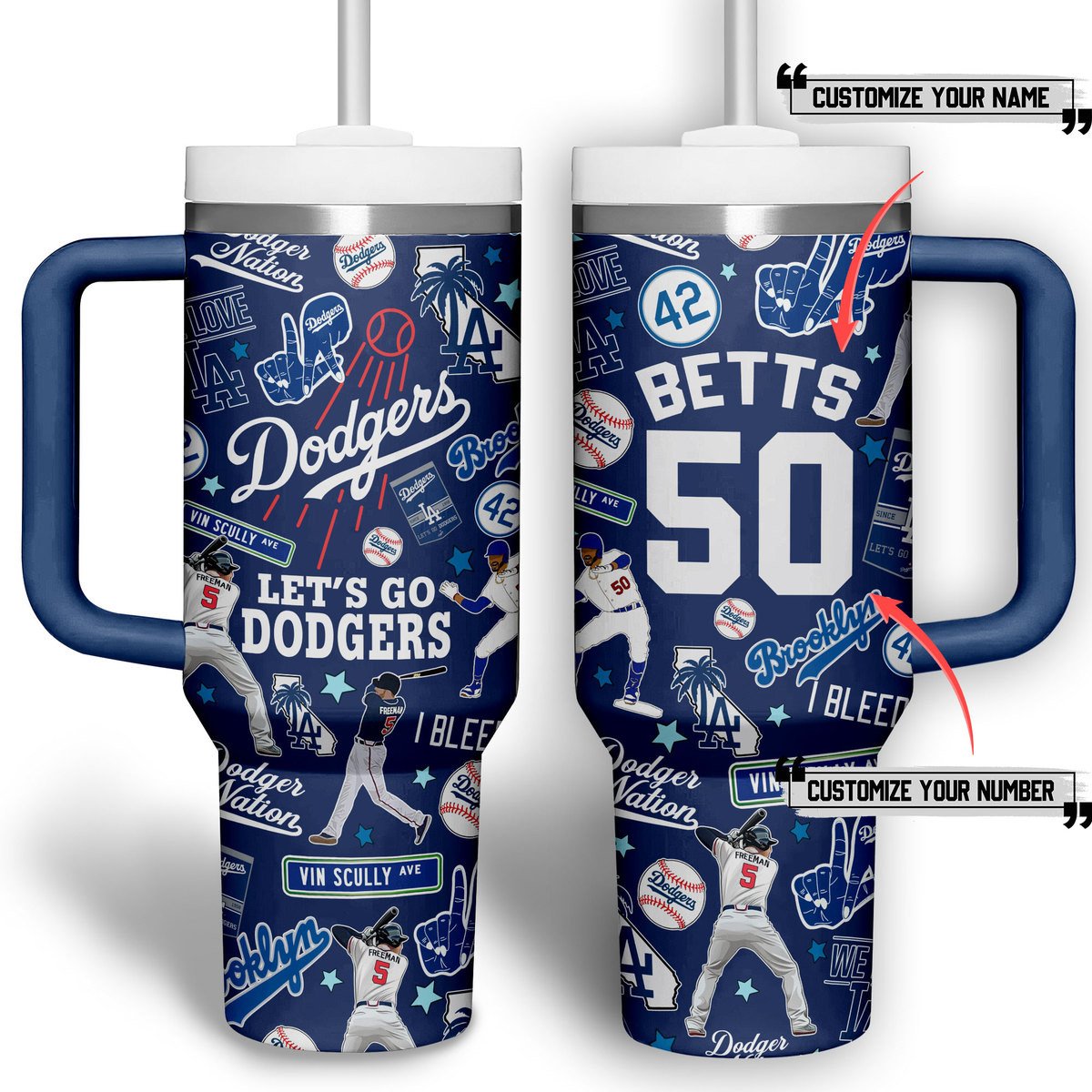 Los Angeles Dodgers MLB Custom Stanley Cup 40 oz 30 oz Tumbler With Handle