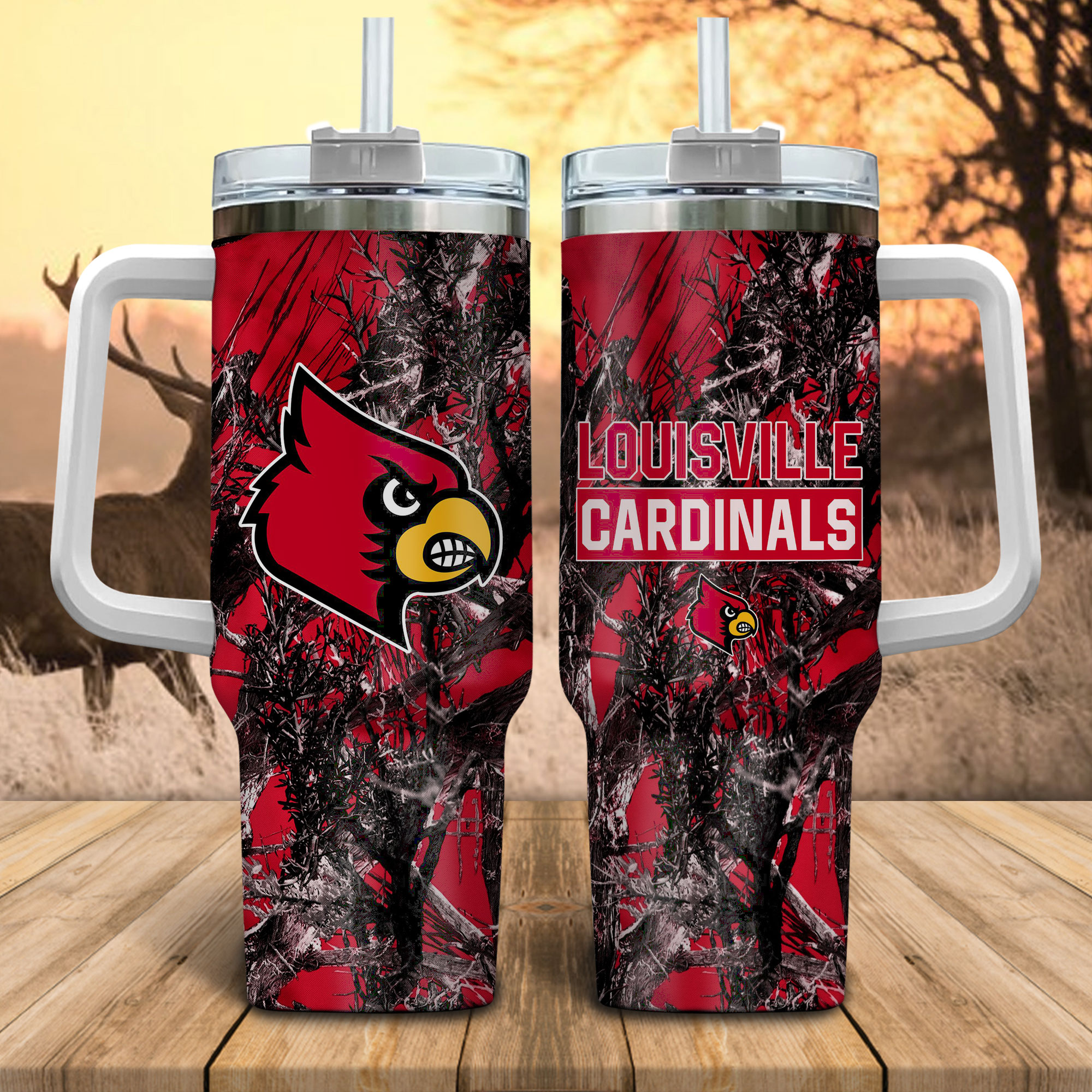 Louisville Cardinals NCAA Hunting Custom Stanley Cup 40 oz 30 oz Tumbler With Handle