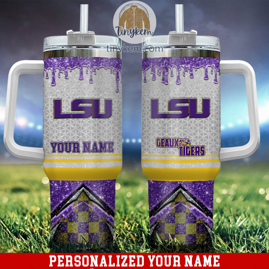 LSU TIGERS Glitter NCAA Custom Stanley Cup 40 oz 30 oz Tumbler With Handle