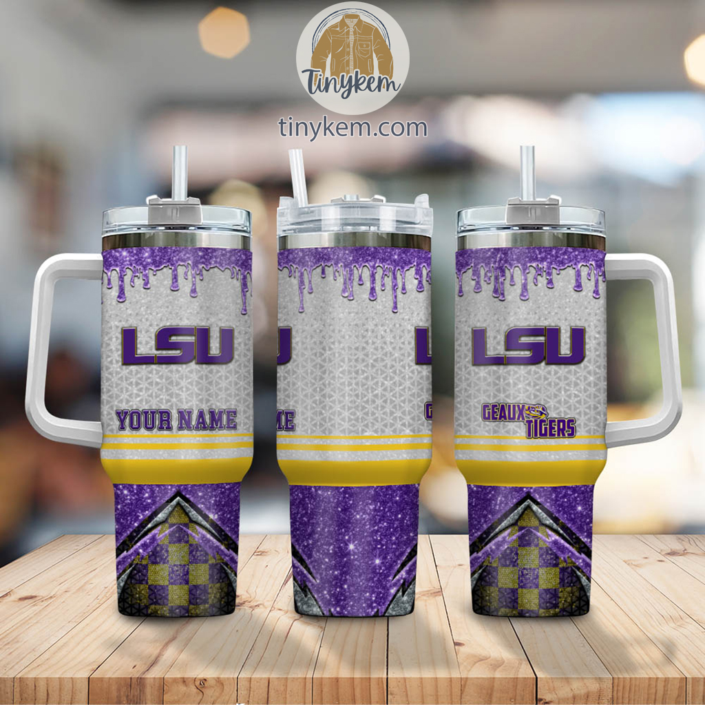 LSU TIGERS Glitter NCAA Custom Stanley Cup 40 oz 30 oz Tumbler With Handle