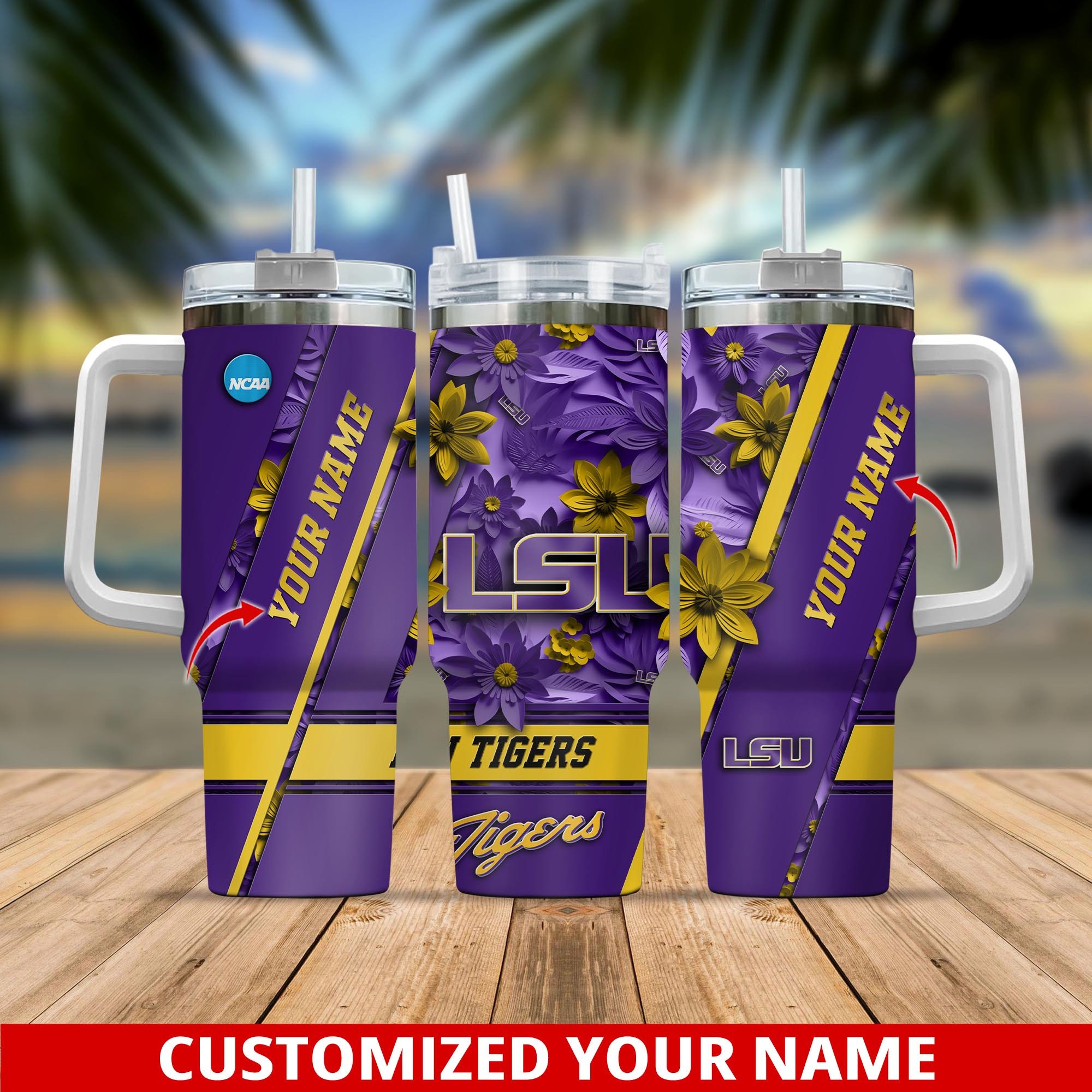 LSU TIGERS NCAA Custom Stanley Cup 40 oz 30 oz Tumbler With Handle