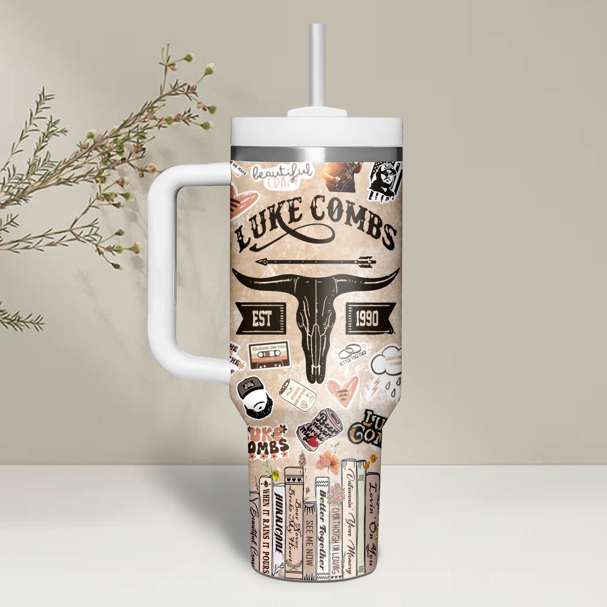 Luke Combs Music Custom Stanley Cup 40 oz 30 oz Tumbler With Handle
