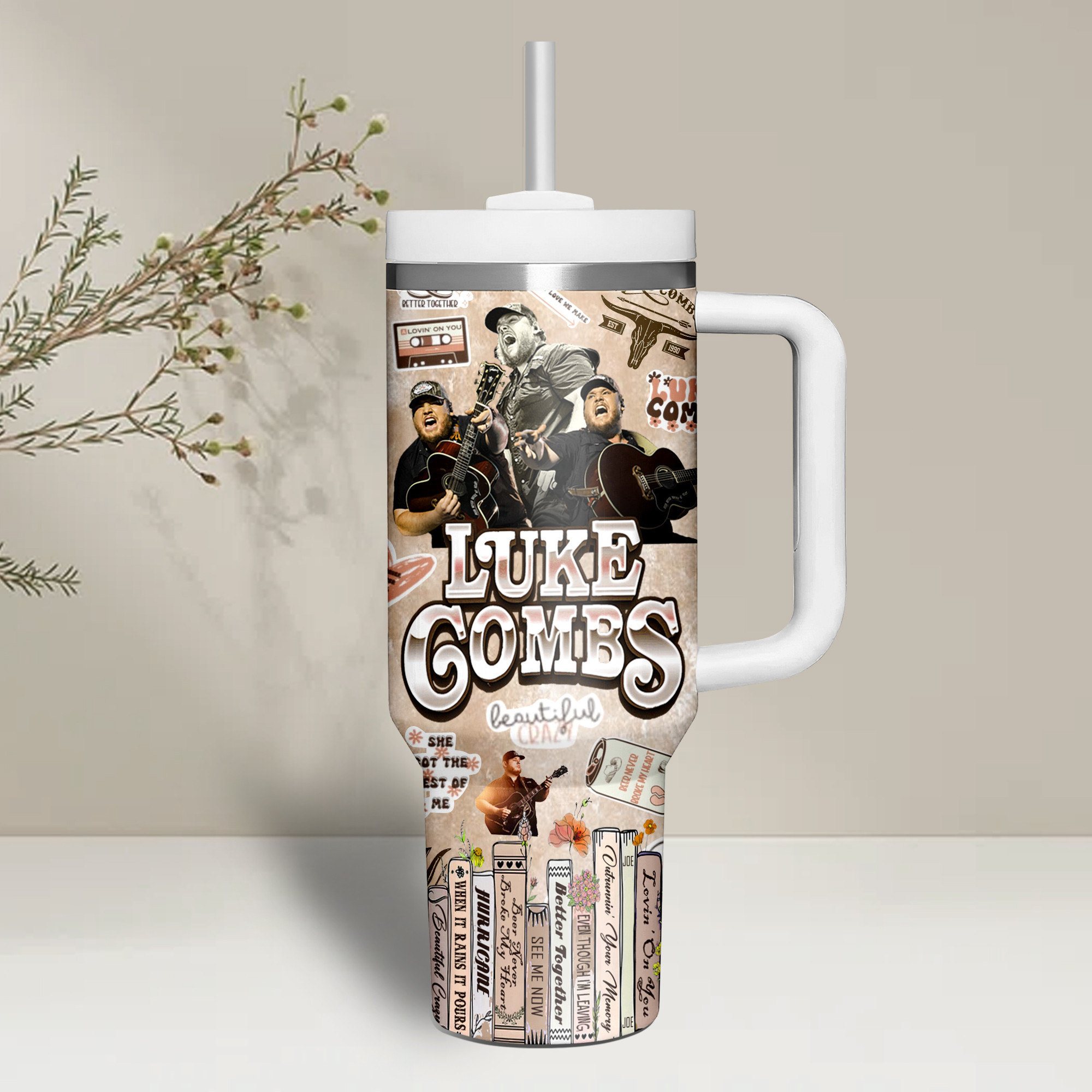 Luke Combs Music Custom Stanley Cup 40 oz 30 oz Tumbler With Handle