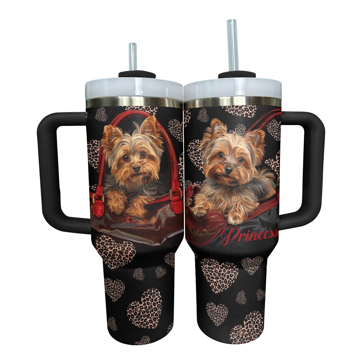 Luxurious Yorkie Dog Custom Stanley Cup 40 oz 30 oz Tumbler With Handle