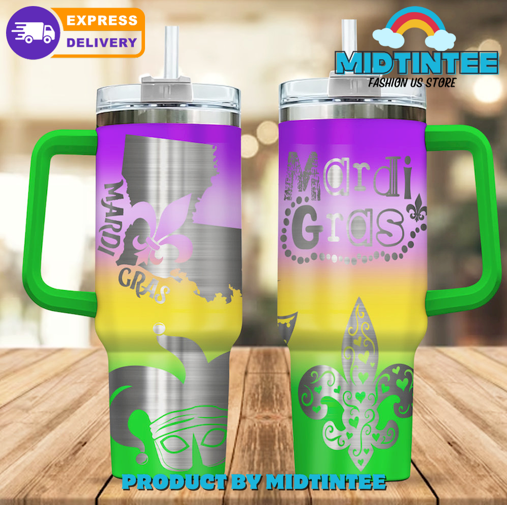 Mardi Gras Custom Stanley Cup 40 oz 30 oz Tumbler With Handle