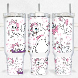 Marie The Aristocats Disney Cartoon Custom Stanley Cup 40 oz 30 oz Tumbler With Handle