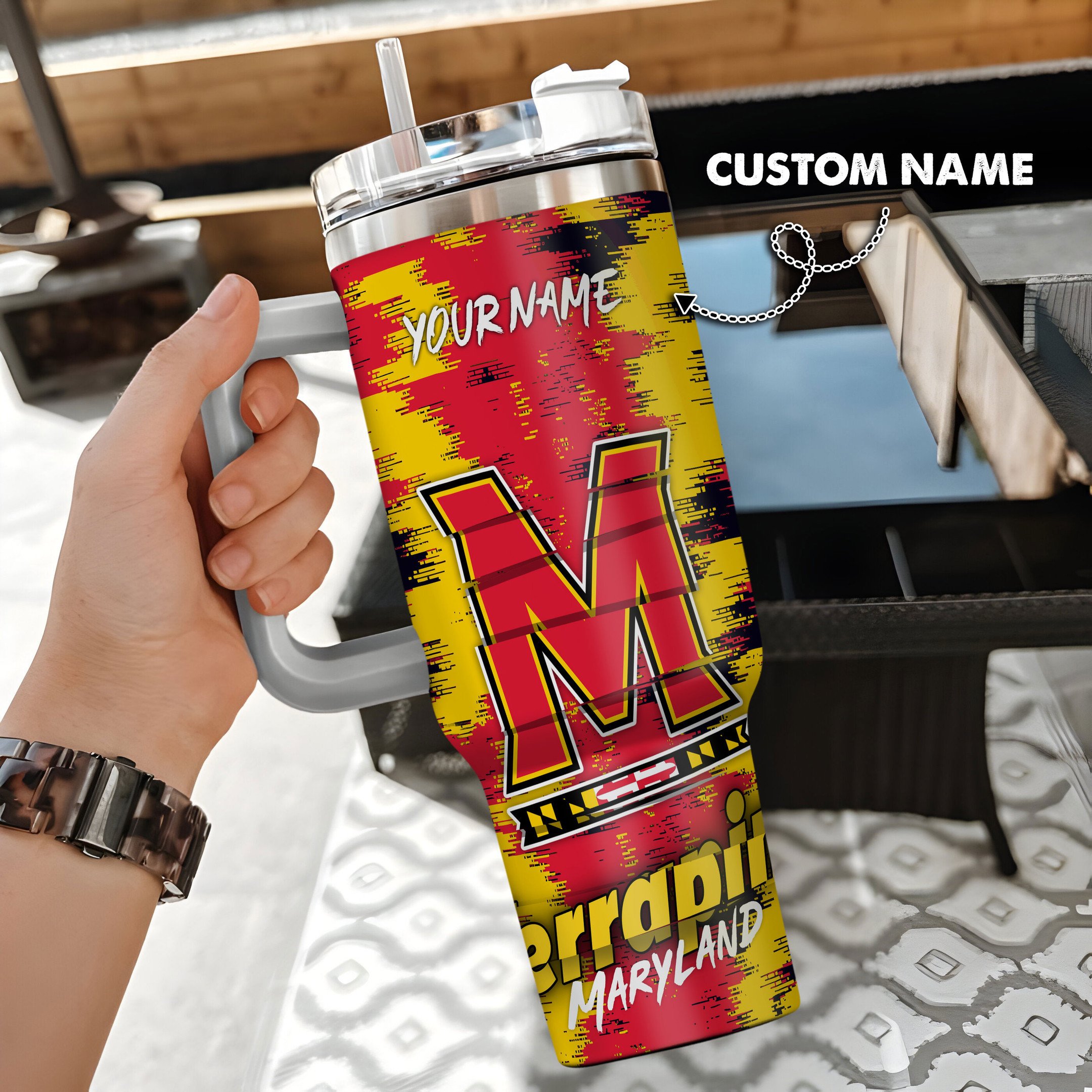 Maryland Terrapins NCAA Custom Stanley Cup 40 oz 30 oz Tumbler With Handle