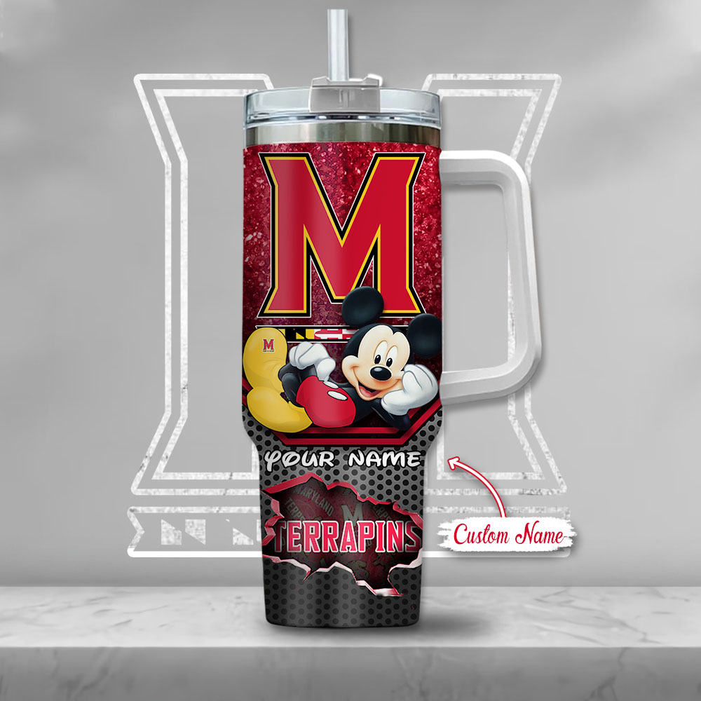 Maryland Terrapins NCAA Mickey Mouse Custom Stanley Cup 40 oz 30 oz Tumbler With Handle