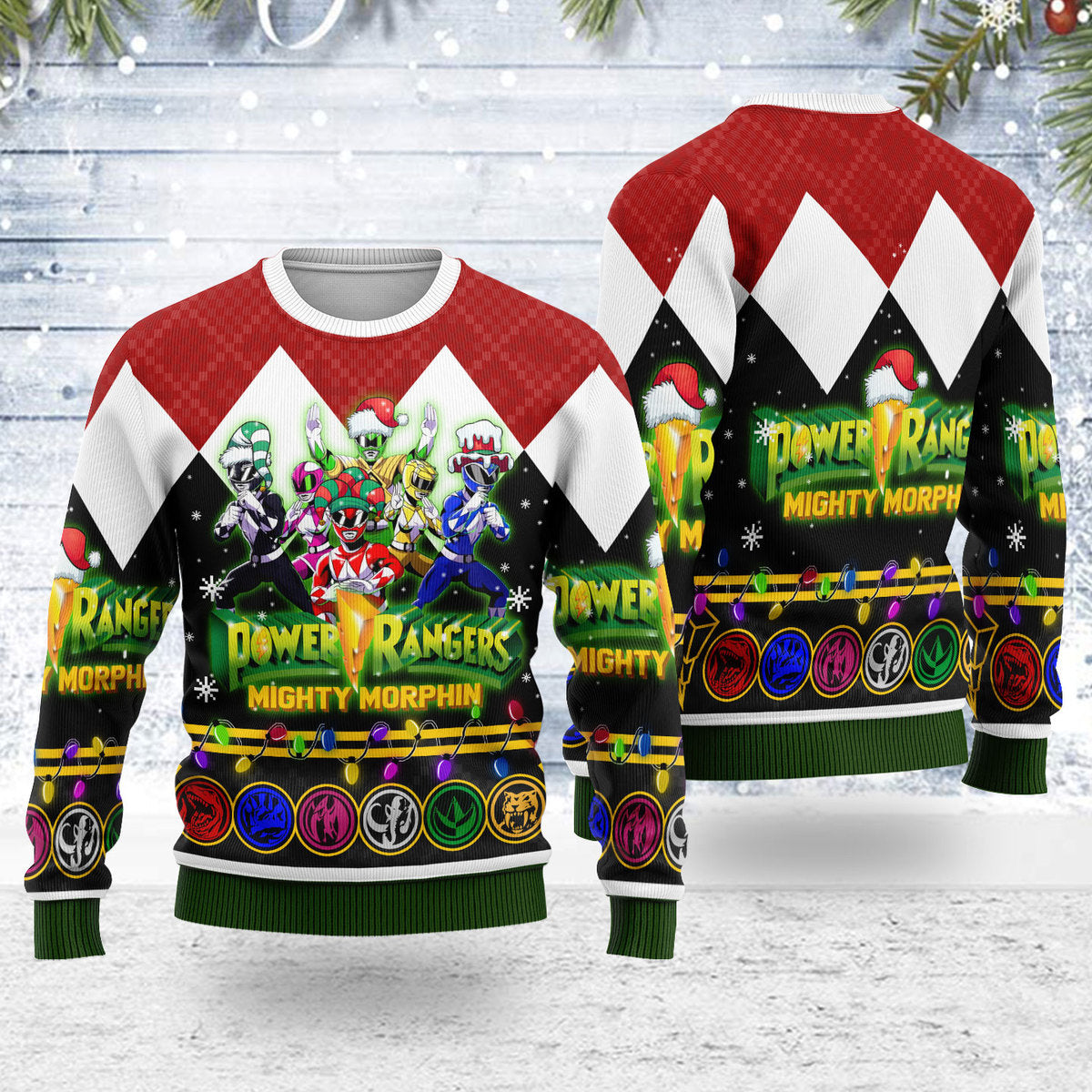Merry Christmas HoHo Power Rangers MM Unisex Wool Sweater - Stormmerch Exclusive