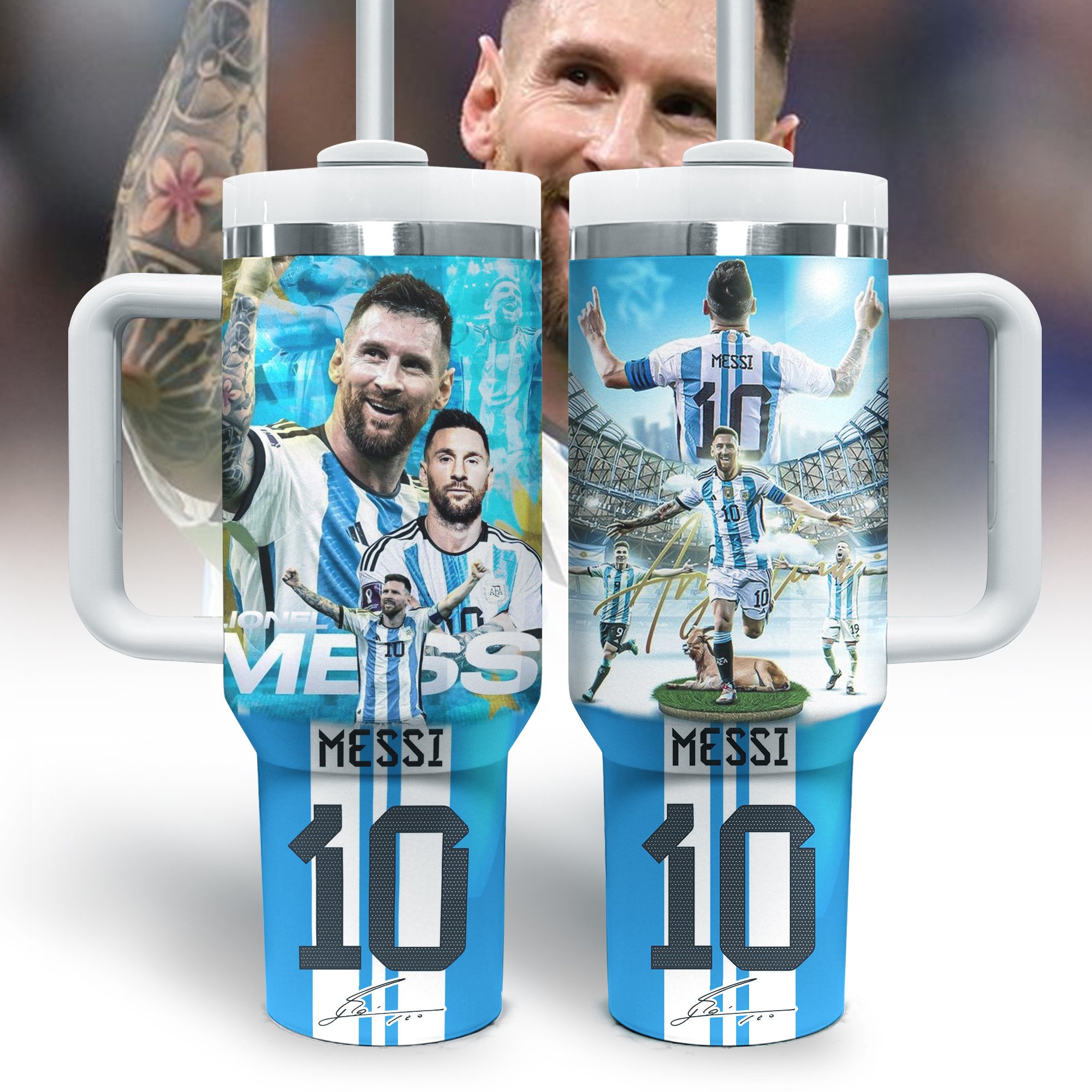 Messi Soccer Custom Stanley Cup 40 oz 30 oz Tumbler With Handle