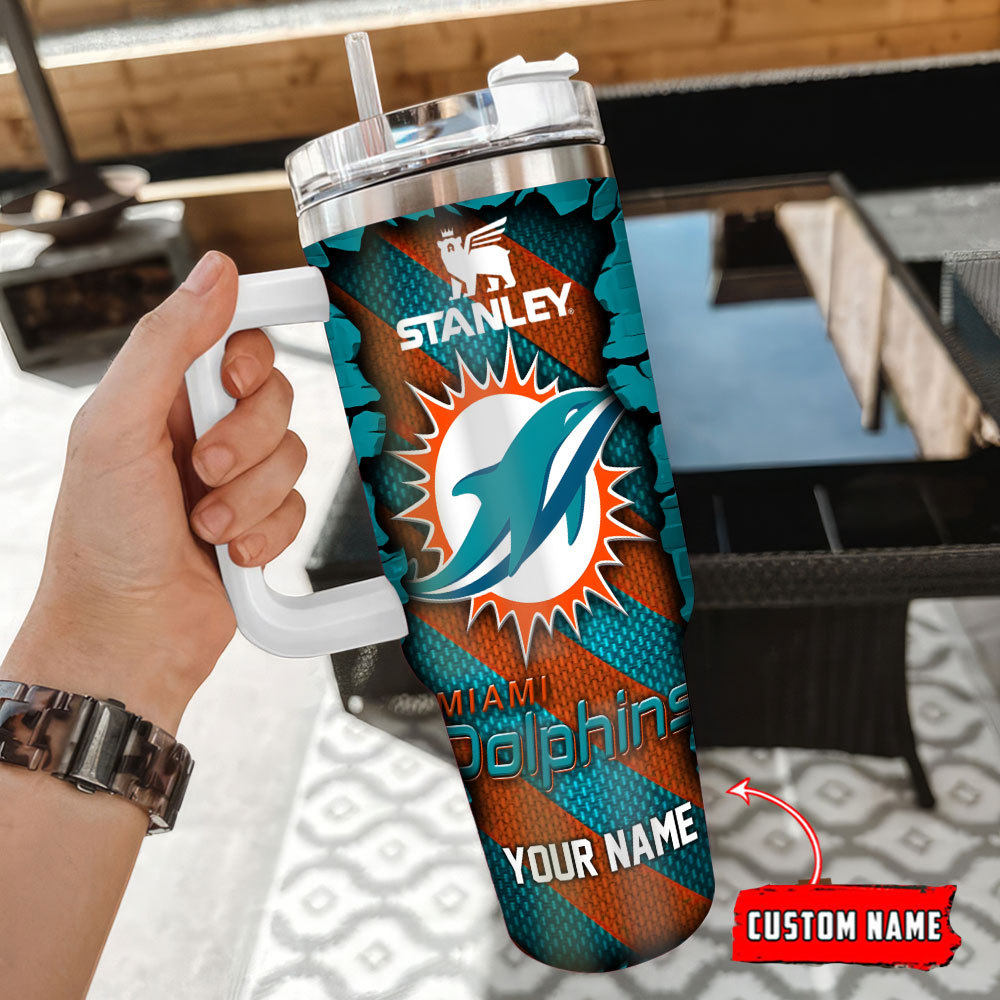 Miami Dolphins NFL Custom Stanley Cup 40 oz 30 oz Tumbler With Handle