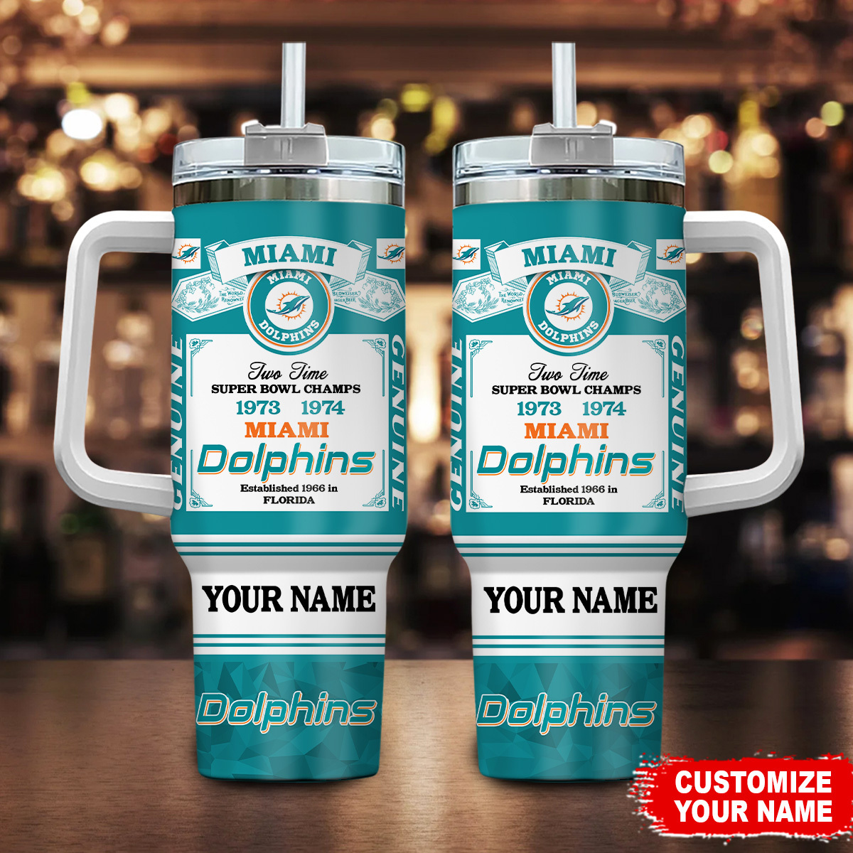 Miami Dolphins NFL Super Bowl Champs Pride Custom Stanley Cup 40 oz 30 oz Tumbler With Handle