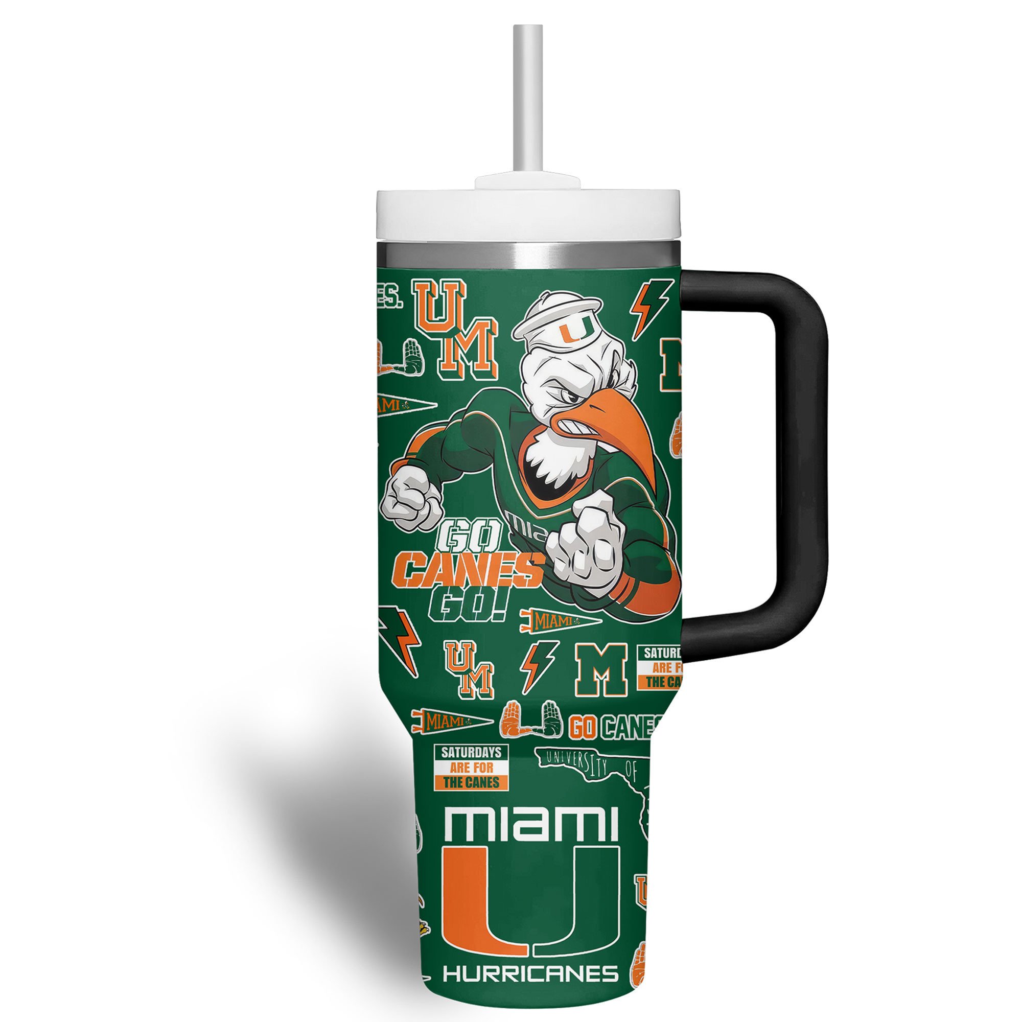 Miami Hurricanes NCAA Custom Stanley Cup 40 oz 30 oz Tumbler With Handle
