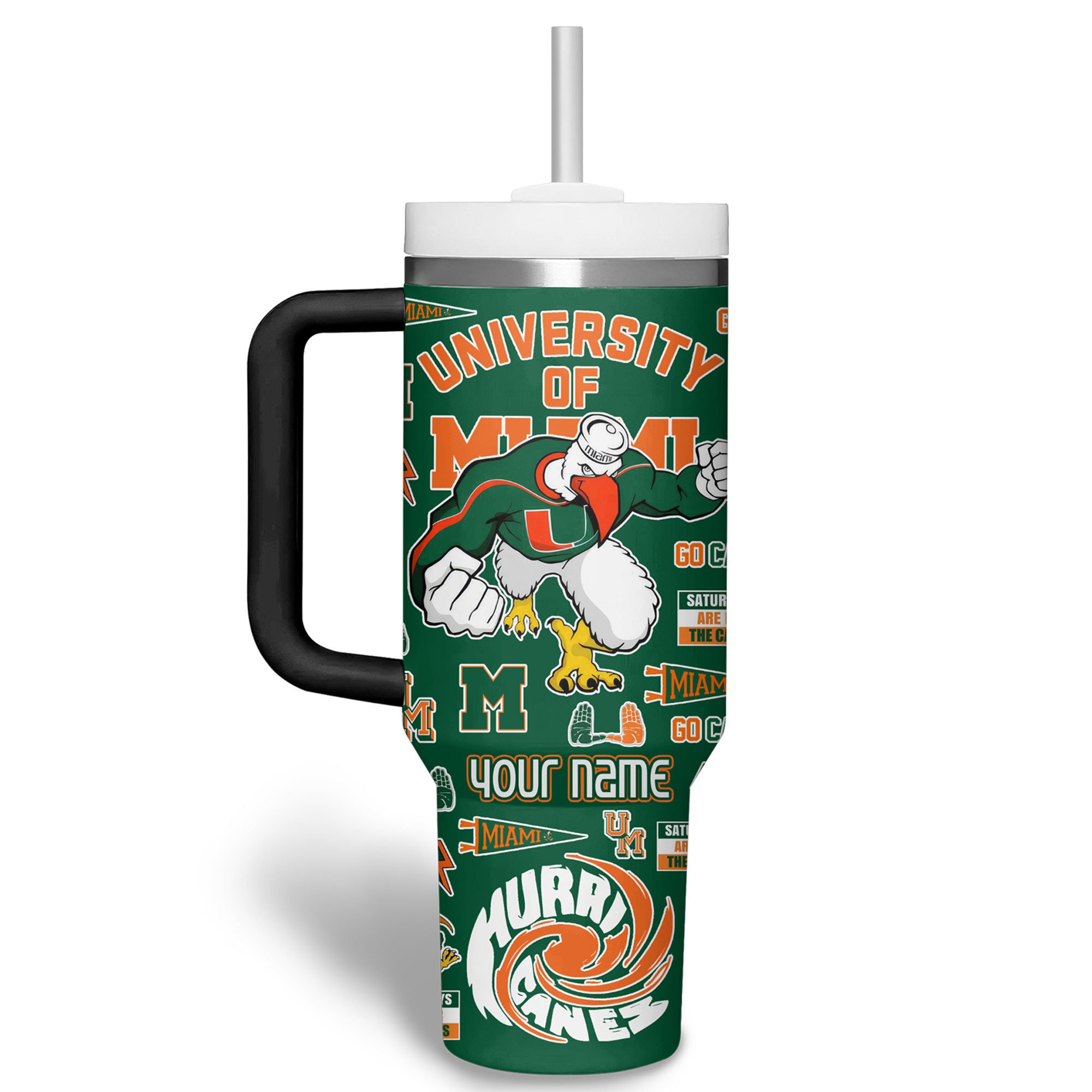 Miami Hurricanes NCAA Custom Stanley Cup 40 oz 30 oz Tumbler With Handle