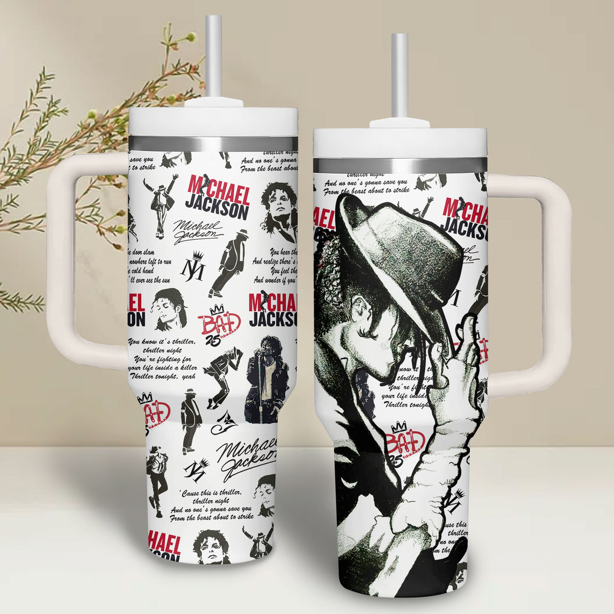 Michael Jackson Music Custom Stanley Cup 40 oz 30 oz Tumbler With Handle
