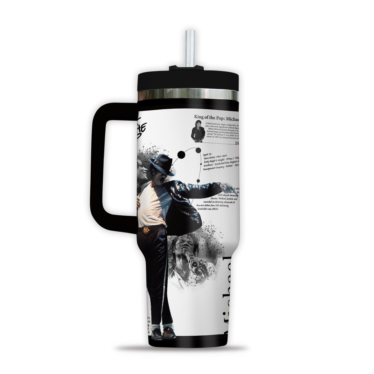 Michael Jackson Music Custom Stanley Cup 40 oz 30 oz Tumbler With Handle