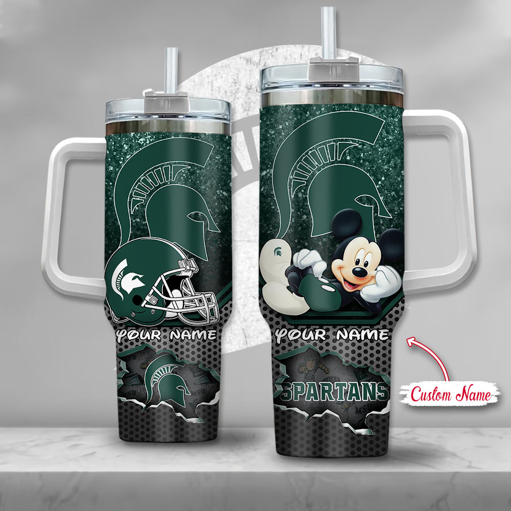 Michigan State Spartans NCAA Mickey Mouse Custom Stanley Cup 40 oz 30 oz Tumbler With Handle