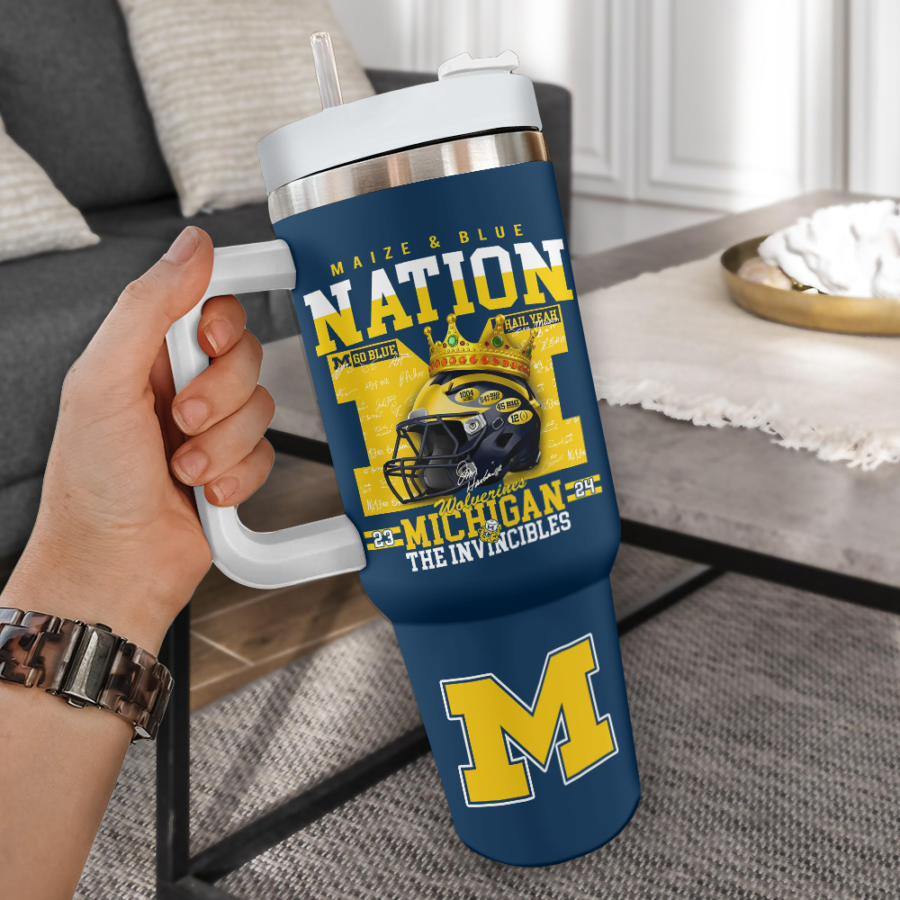 Michigan Wolverines Football NCAA Custom Stanley Cup 40 oz 30 oz Tumbler With Handle