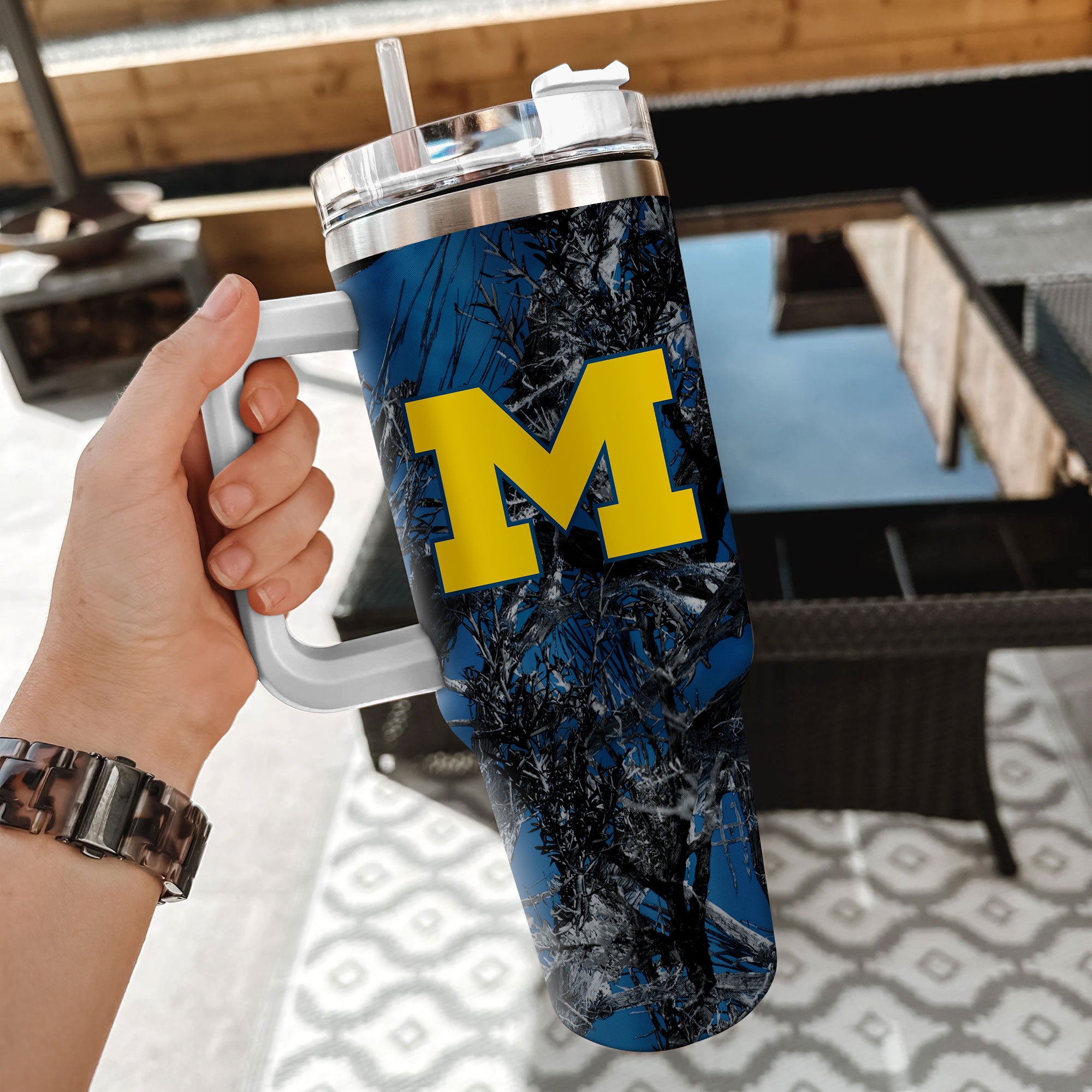 Michigan Wolverines NCAA Hunting Custom Stanley Cup 40 oz 30 oz Tumbler With Handle