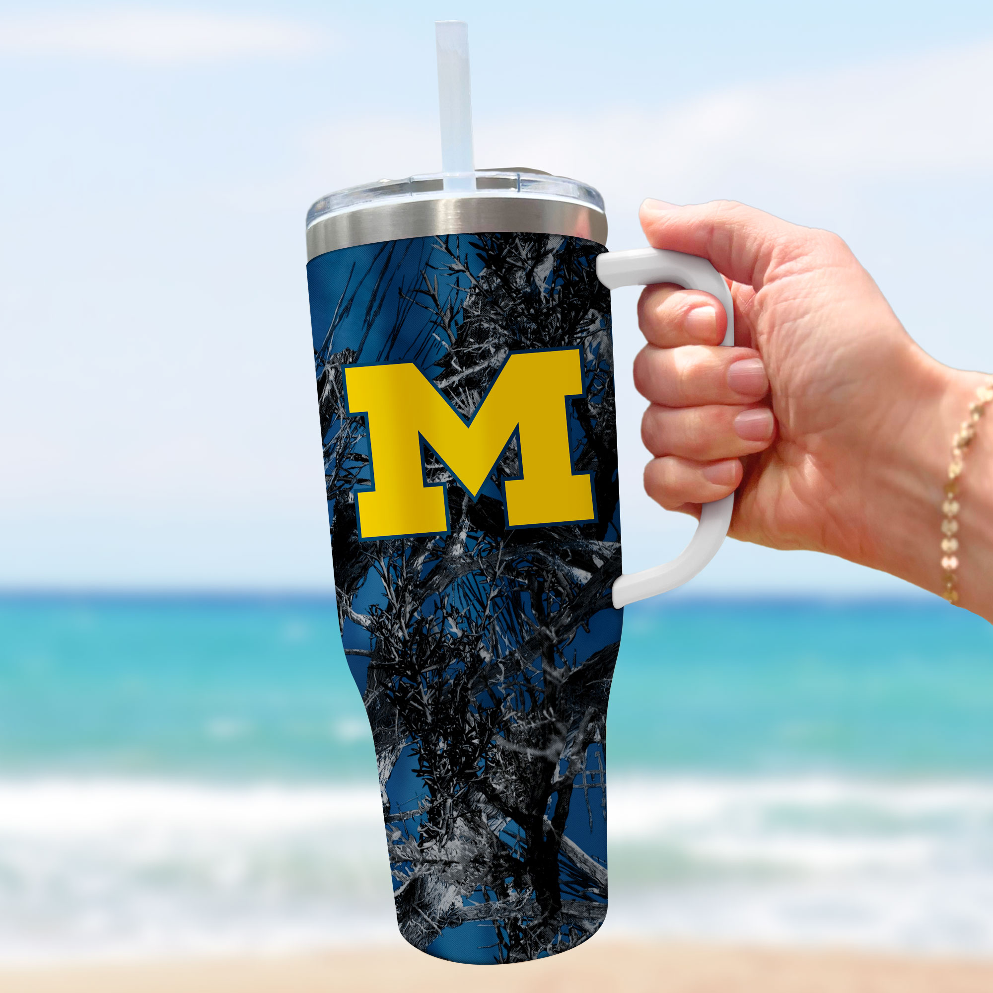 Michigan Wolverines NCAA Hunting Custom Stanley Cup 40 oz 30 oz Tumbler With Handle