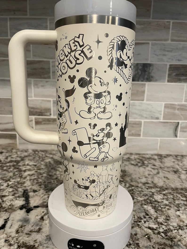 Mickey And Minnie With Castle Cartoon Custom Stanley Cup 40 oz 30 oz Tumbler With Handle