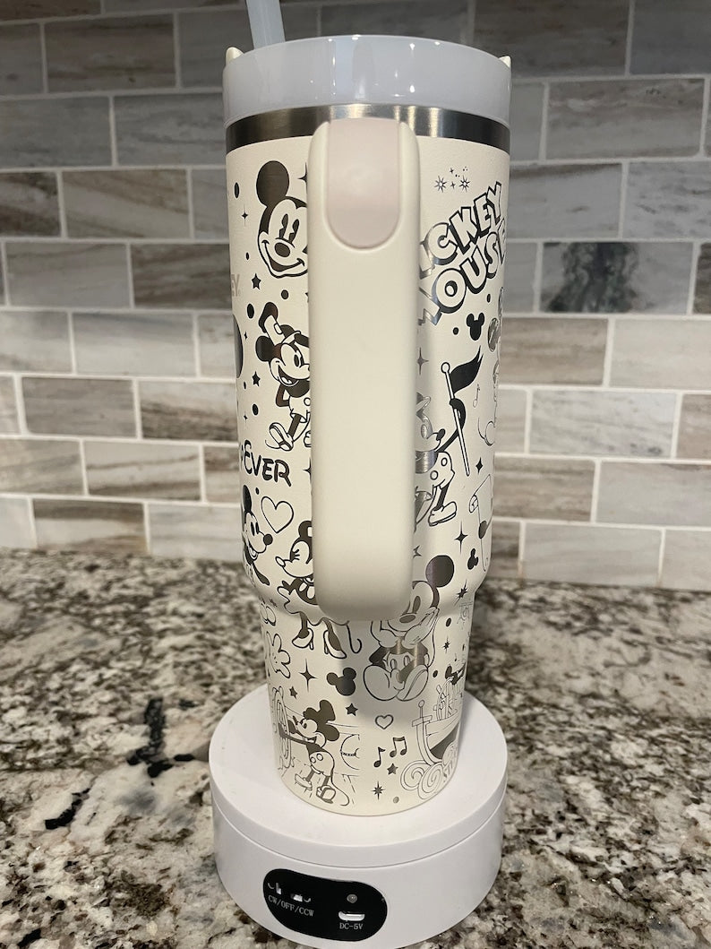 Mickey And Minnie With Castle Cartoon Custom Stanley Cup 40 oz 30 oz Tumbler With Handle