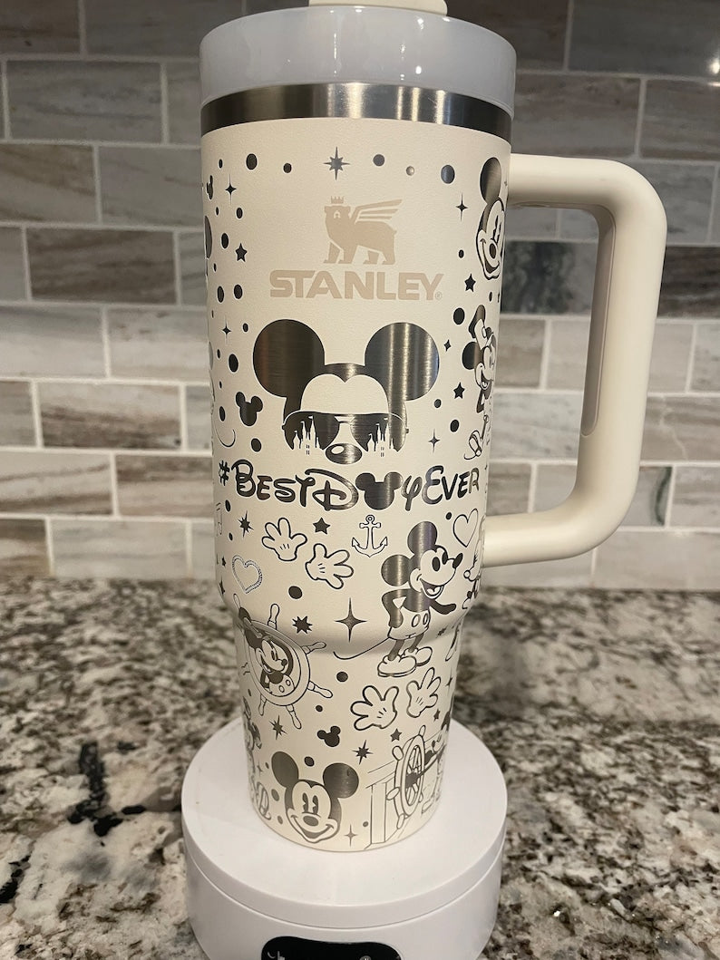 Mickey And Minnie With Castle Cartoon Custom Stanley Cup 40 oz 30 oz Tumbler With Handle