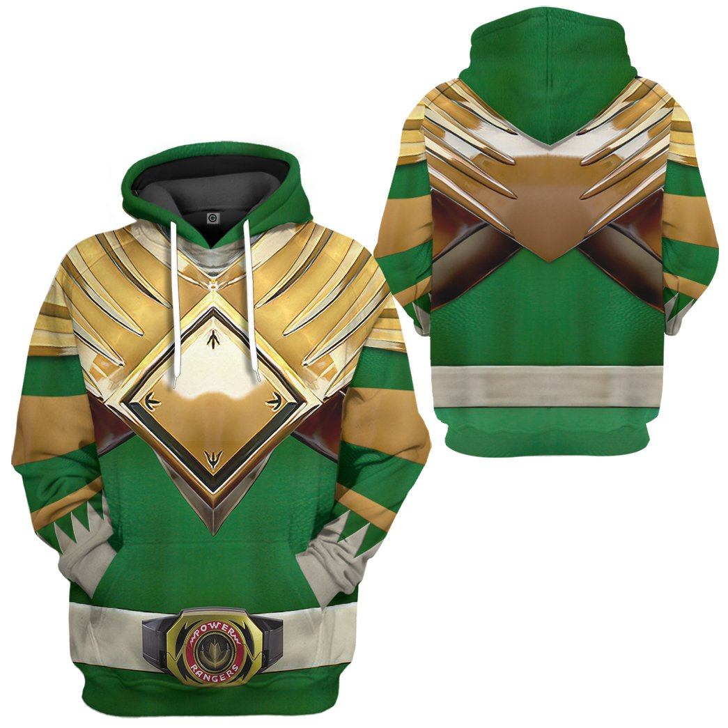 Mighty Morphin Green Power Rangers Costume Hoodie Sweatshirt T-Shirt Sweatpants Tracksuit - Stormmerch Exclusive
