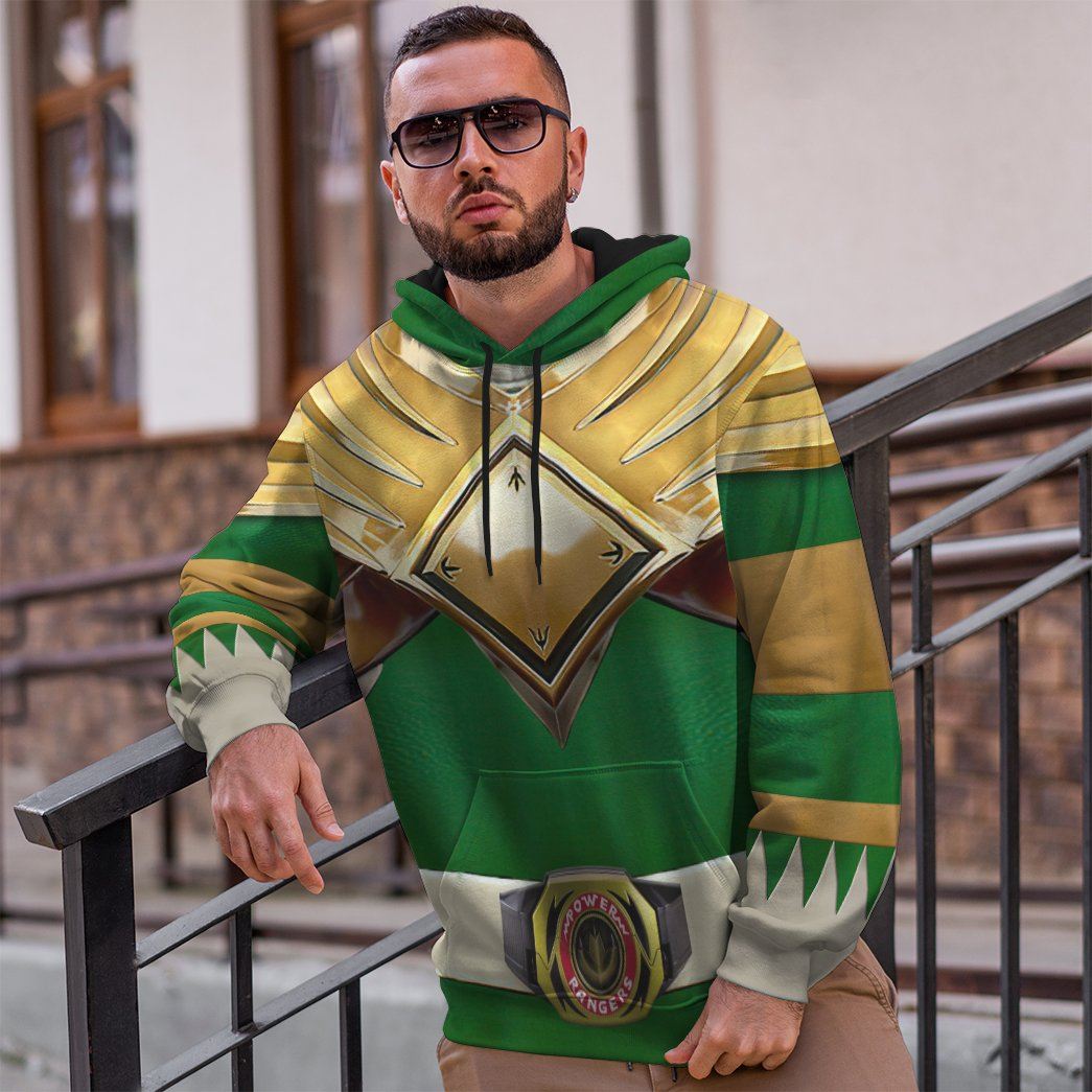 Mighty Morphin Green Power Rangers Costume Hoodie Sweatshirt T-Shirt Sweatpants Tracksuit - Stormmerch Exclusive