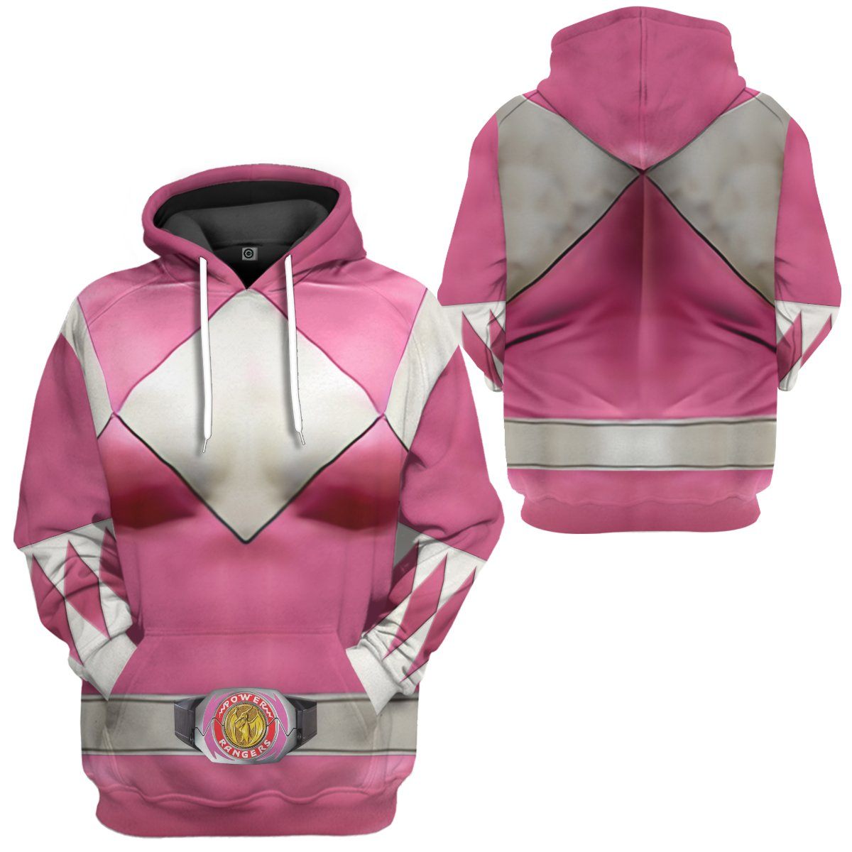 Mighty Morphin Pink Power Rangers Costume Hoodie Sweatshirt T-Shirt Sweatpants Tracksuit - Stormmerch Exclusive