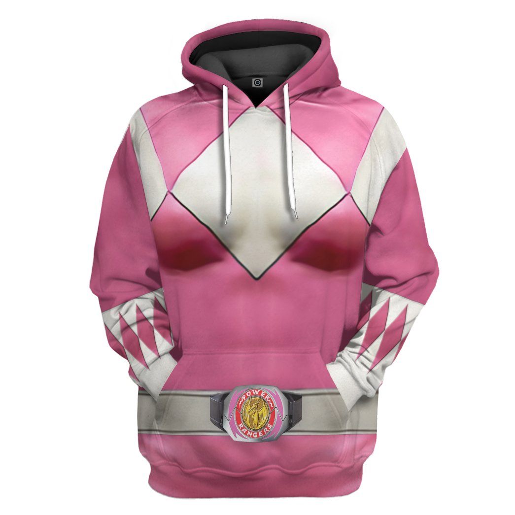 Mighty Morphin Pink Power Rangers Costume Hoodie Sweatshirt T-Shirt Sweatpants Tracksuit - Stormmerch Exclusive