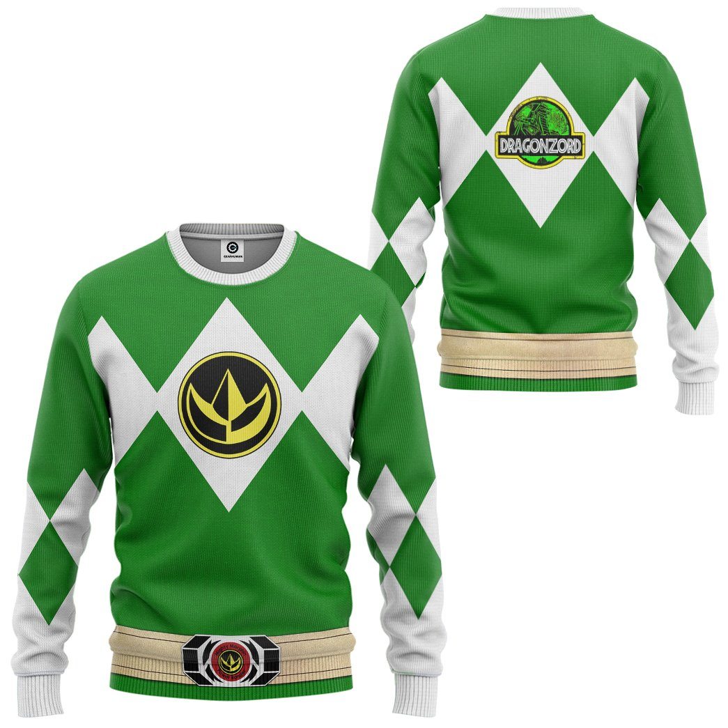 Mighty Morphin Power Ranger Green Costume Hoodie Sweatshirt T-Shirt Sweatpants Tracksuit - Stormmerch Exclusive