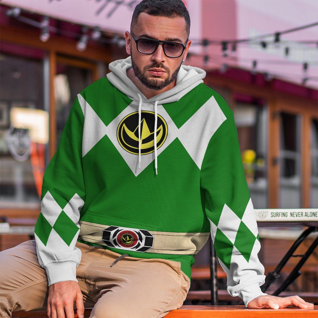 Mighty Morphin Power Ranger Green Costume Hoodie Sweatshirt T-Shirt Sweatpants Tracksuit - Stormmerch Exclusive