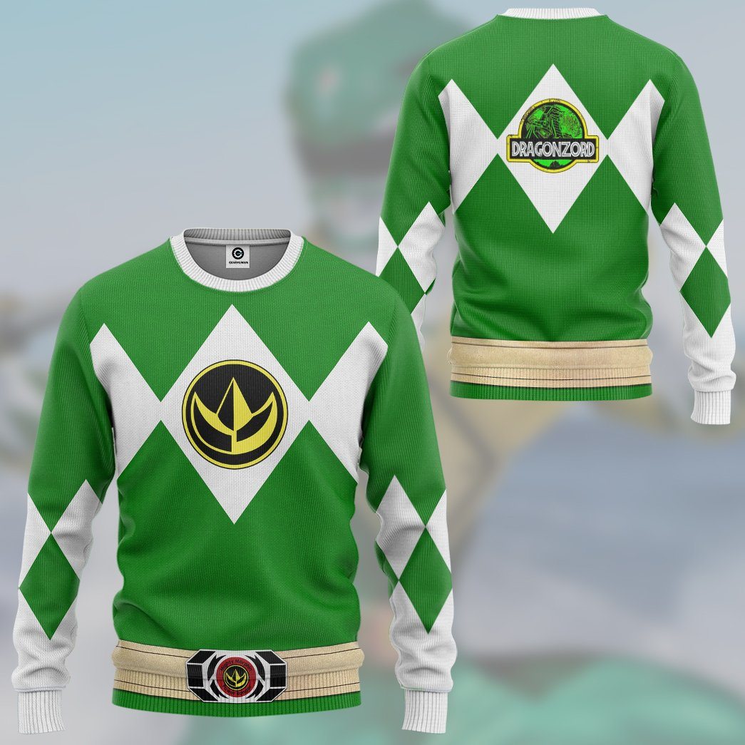 Mighty Morphin Power Ranger Green Costume Hoodie Sweatshirt T-Shirt Sweatpants Tracksuit - Stormmerch Exclusive