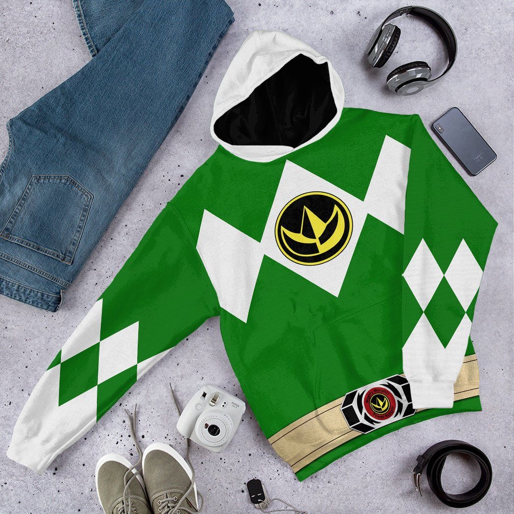 Mighty Morphin Power Ranger Green Costume Hoodie Sweatshirt T-Shirt Sweatpants Tracksuit - Stormmerch Exclusive